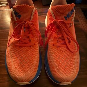 Hoka Vibrant Orange with Blue Accents Sneakers